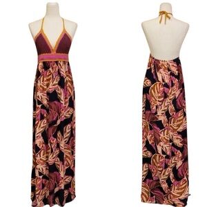 Mossimo Supply Co. Pink and Blue Leaf Print Dress